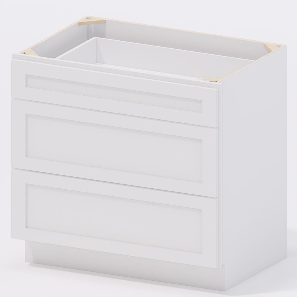 White Shaker - Drawer Base Cabinet 36 (3 Drawers)