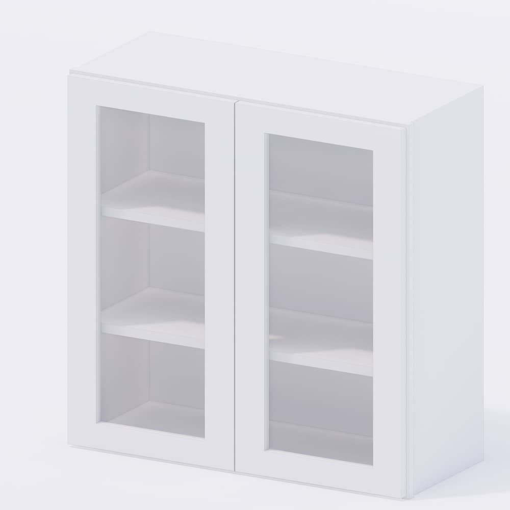 White Shaker - Glass Door 30w x 30"h (Glass Door Only - requires a W3030 cabinet separately)