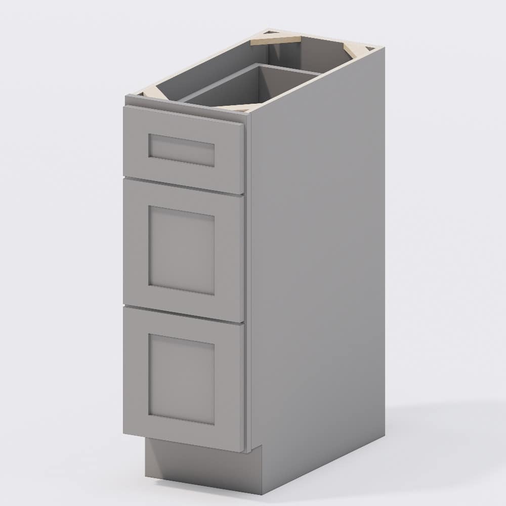 Grey Shaker - Drawer Base Cabinet 12 (3 Drawers)