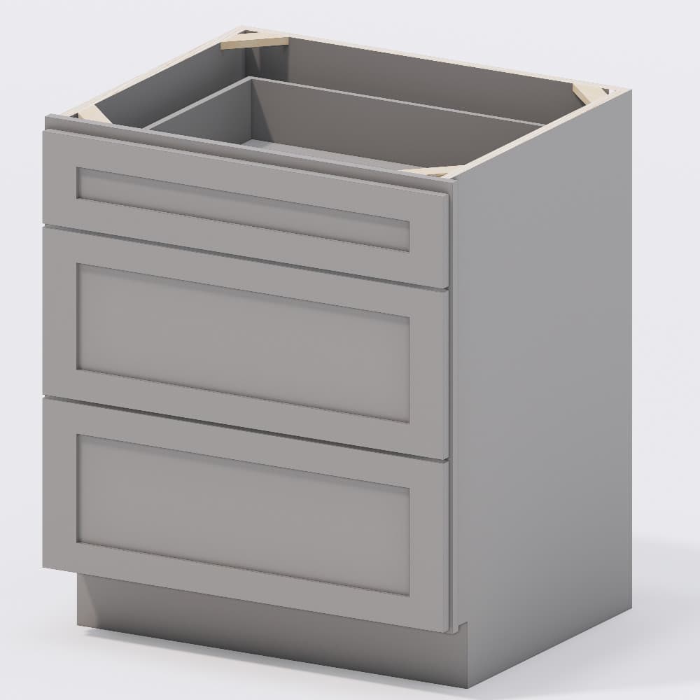 Grey Shaker - Drawer Base Cabinet 30 (3 Drawers)