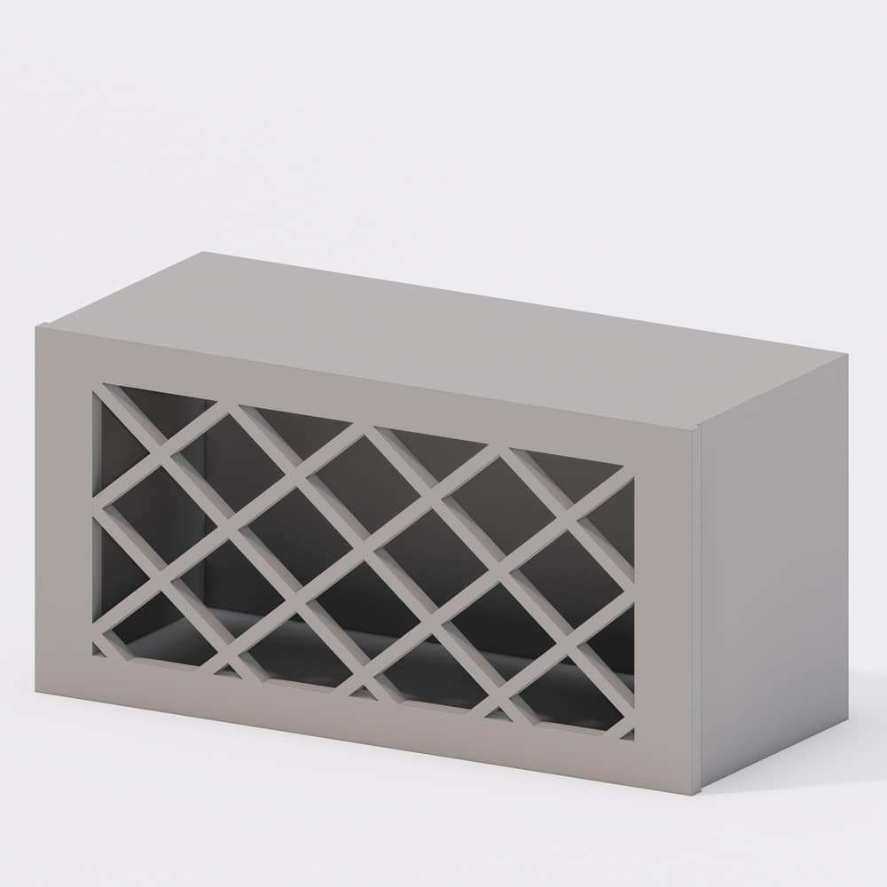 "Grey Shaker - Wall Wine Rack Cabinet 30"w x 15"h